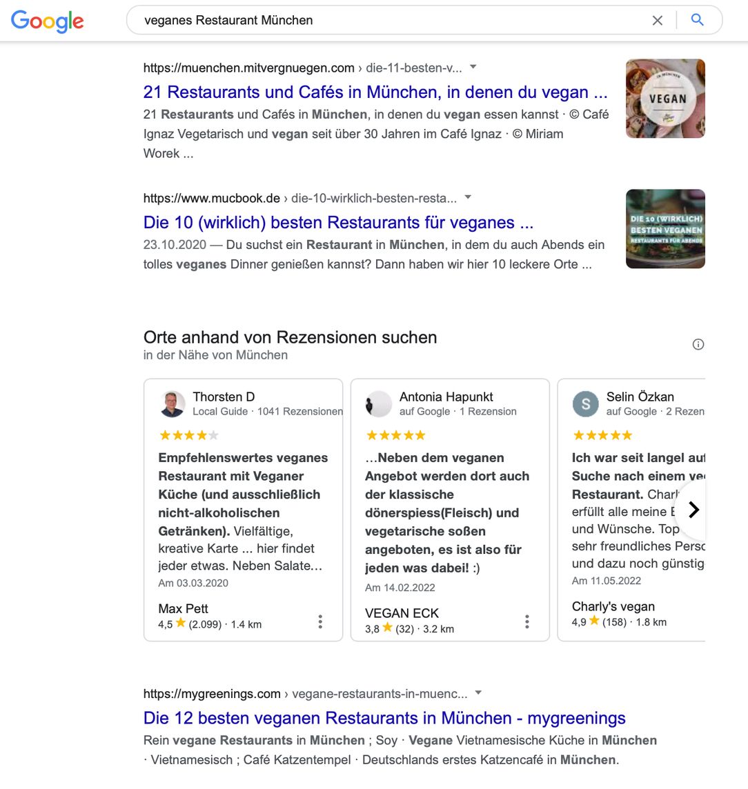 Organische Suchergebnisse mit lokaler Intention Organische Suchergebnisse mit lokaler Intention